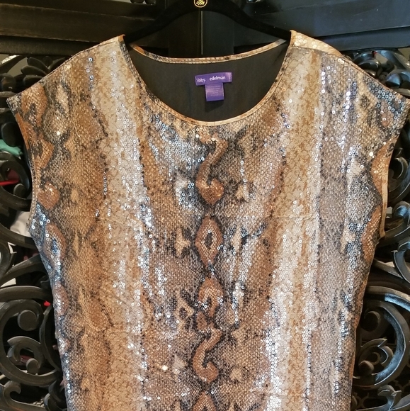 NWOT Libby Edelman Sequin Snake Tunic Dress Large - Picture 6 of 12
